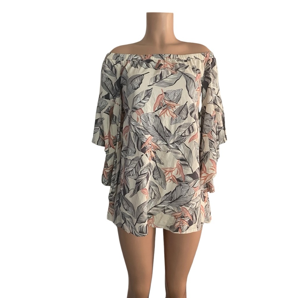 Lulu's Off-Shoulder Leaf Print Dress